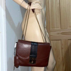 Marc Jacobs Leather Mini Polly Crossbody Key Lock Closure Chain Handbag